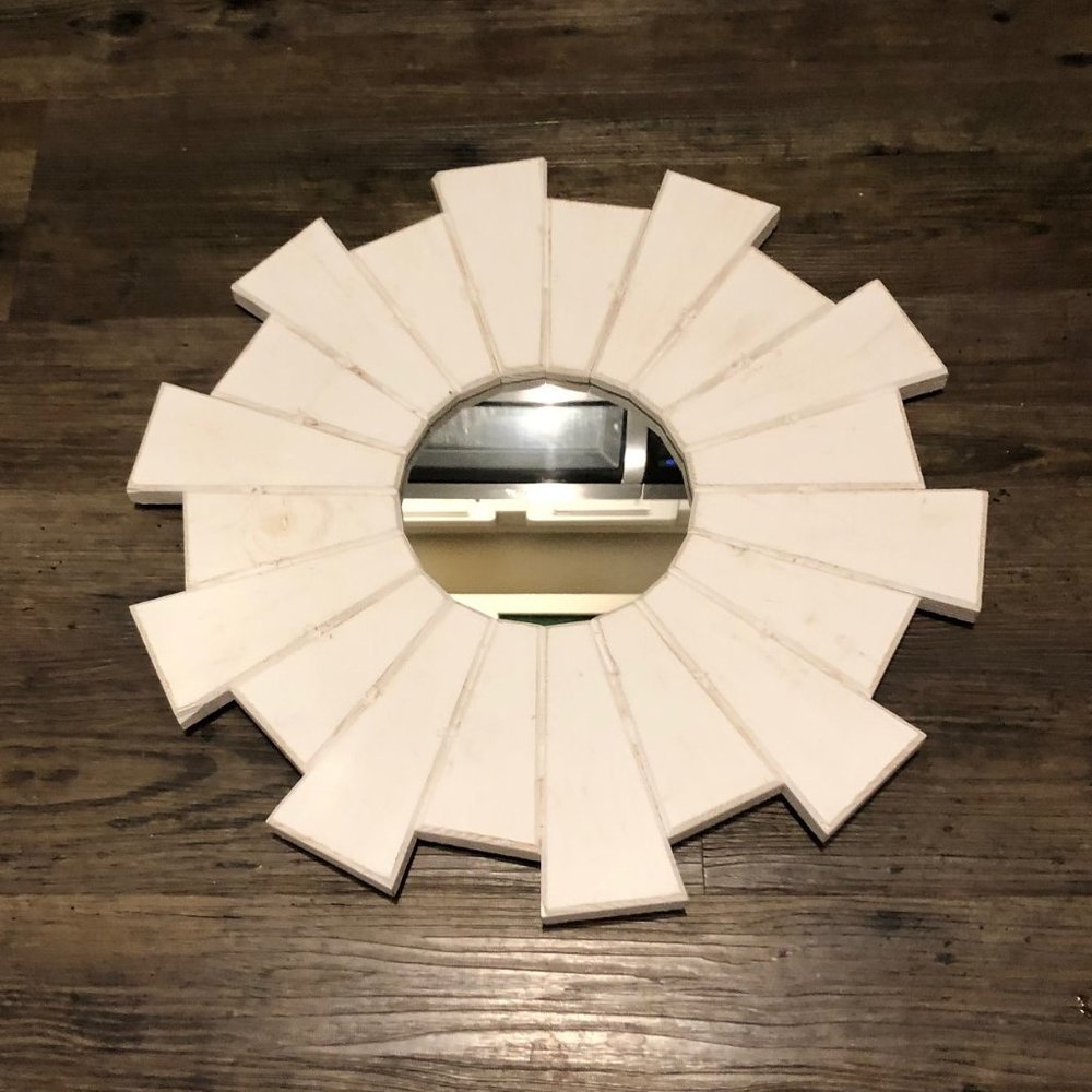 Rustic Wooden Sunburst Mirror